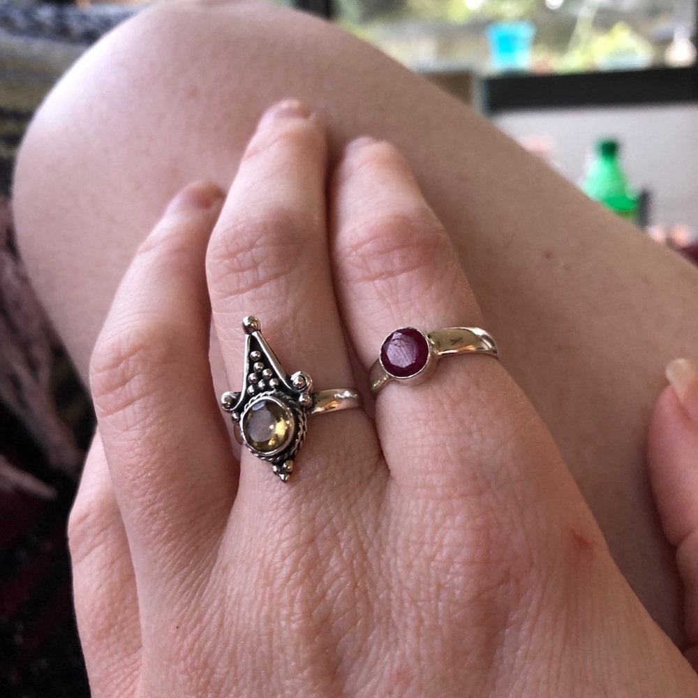Ruby Gemstone Sterling Stacker Ring Boho Magic - image 5